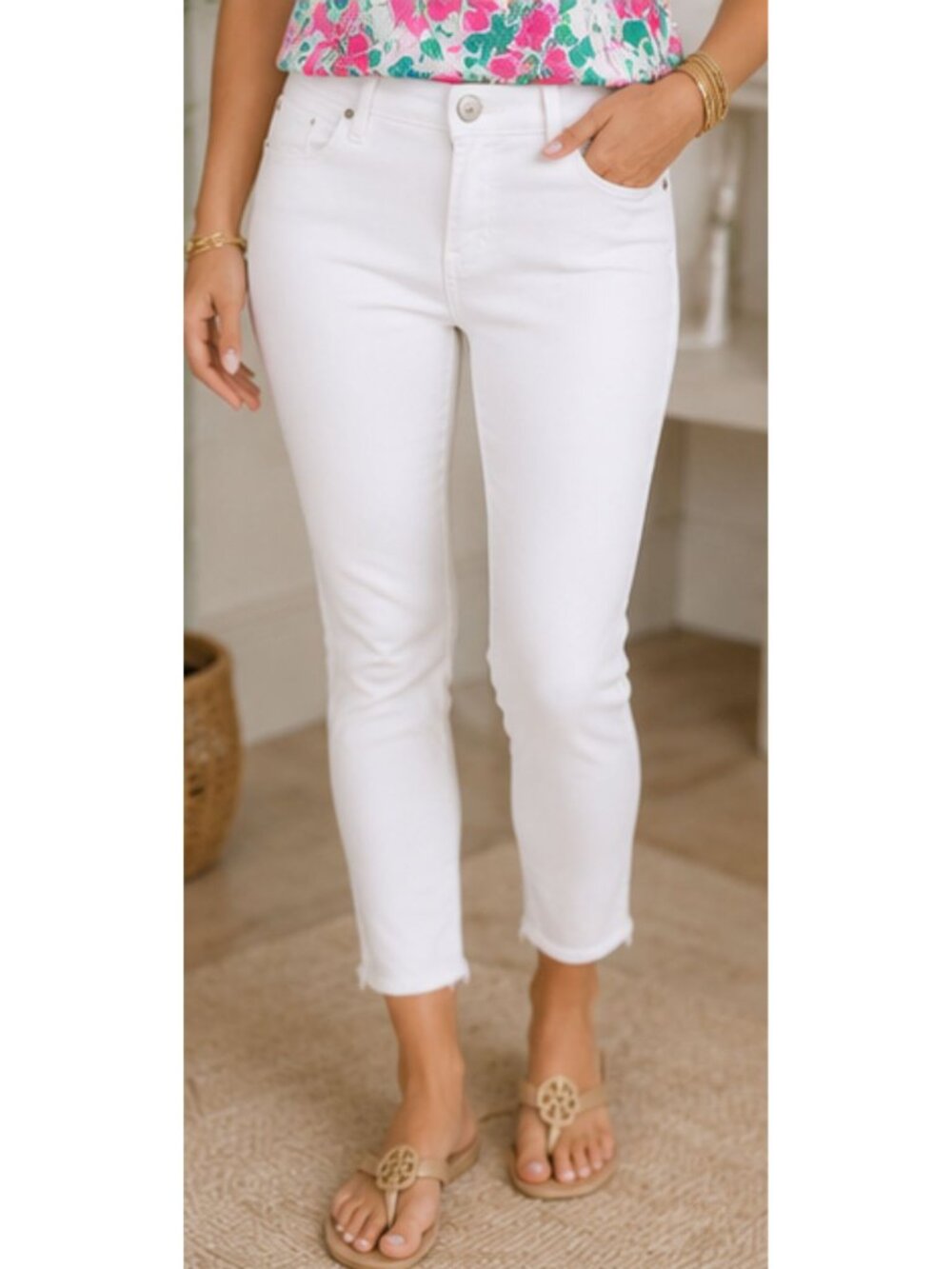 Lilly Pulitzer Worth Skinny Mini White Cropped Jeans – Size 2